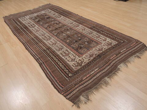 Kilim Brown Runner Hand Knotted 46 X 810  Area Rug 100-109414 Image 3