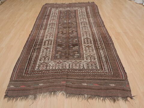 Kilim Brown Runner Hand Knotted 46 X 810  Area Rug 100-109414 Image 4