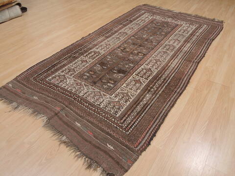 Kilim Brown Runner Hand Knotted 46 X 810  Area Rug 100-109414 Image 5