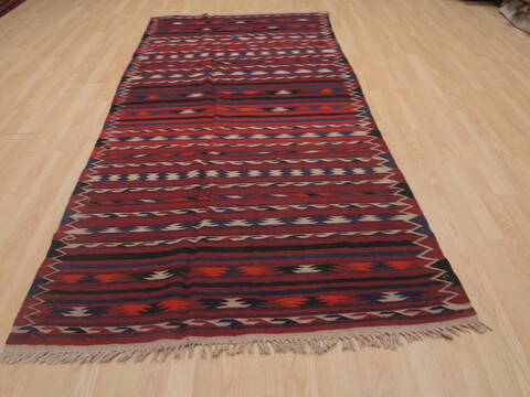 Kilim Red Runner Flat Woven 45 X 96  Area Rug 100-109424 Image 1
