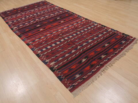 Kilim Red Runner Flat Woven 45 X 96  Area Rug 100-109424 Image 3