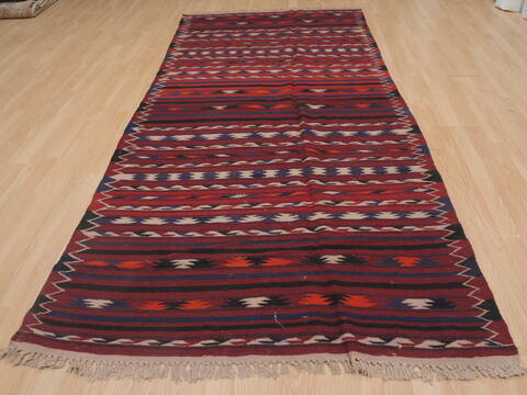 Kilim Red Runner Flat Woven 45 X 96  Area Rug 100-109424 Image 4