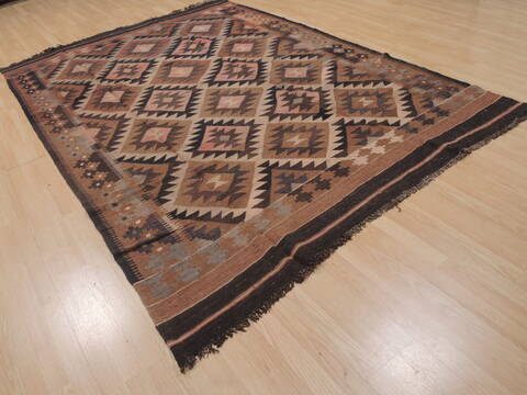 Kilim Brown Flat Woven 67 X 94  Area Rug 100-109436 Image 8