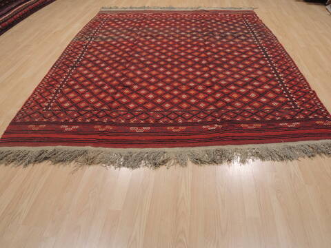 Kilim Red Flat Woven 74 X 90  Area Rug 100-109438 Image 14