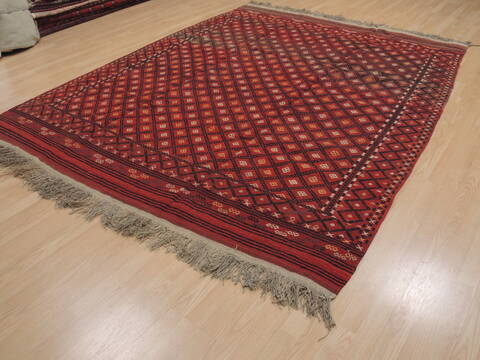 Kilim Red Flat Woven 74 X 90  Area Rug 100-109438 Image 1