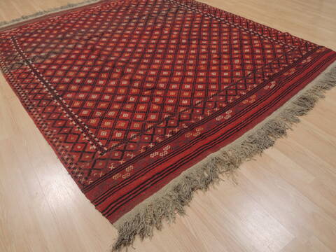 Kilim Red Flat Woven 74 X 90  Area Rug 100-109438 Image 2
