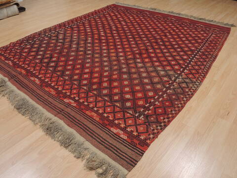 Kilim Red Flat Woven 74 X 90  Area Rug 100-109438 Image 4
