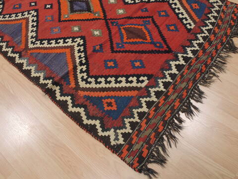 Kilim Red Runner Flat Woven 45 X 92  Area Rug 100-109439 Image 12