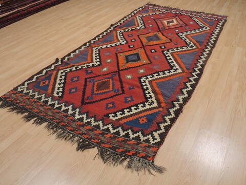 Kilim Red Runner Flat Woven 45 X 92  Area Rug 100-109439 Image 2