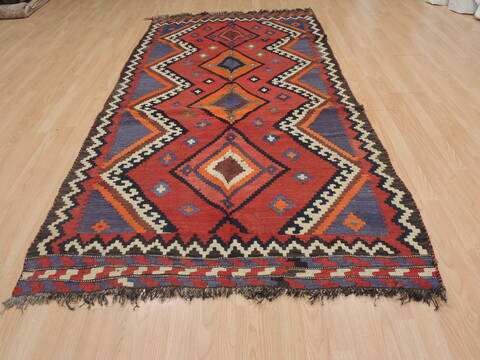 Kilim Red Runner Flat Woven 45 X 92  Area Rug 100-109439 Image 5