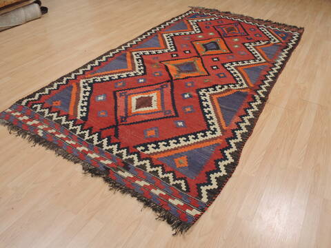 Kilim Red Runner Flat Woven 45 X 92  Area Rug 100-109439 Image 6