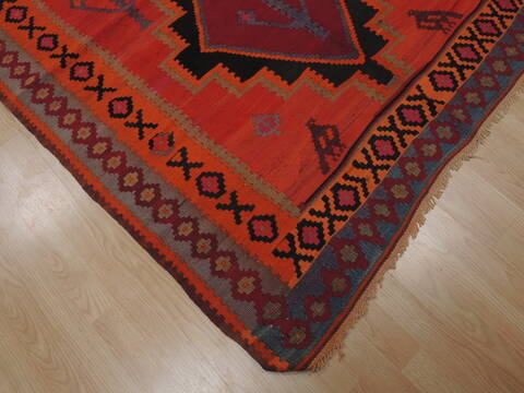 Kilim Red Runner Flat Woven 410 X 114  Area Rug 100-109455 Image 12