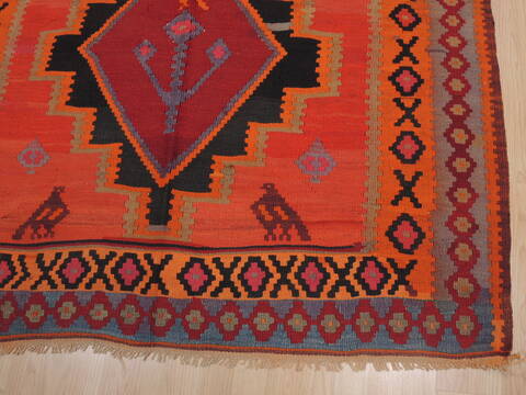 Kilim Red Runner Flat Woven 410 X 114  Area Rug 100-109455 Image 13