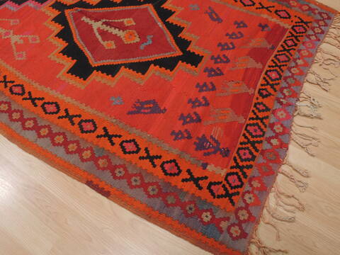 Kilim Red Runner Flat Woven 410 X 114  Area Rug 100-109455 Image 8
