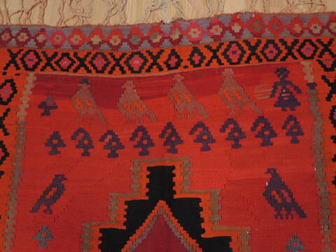 Kilim Red Runner Flat Woven 410 X 114  Area Rug 100-109455 Image 9