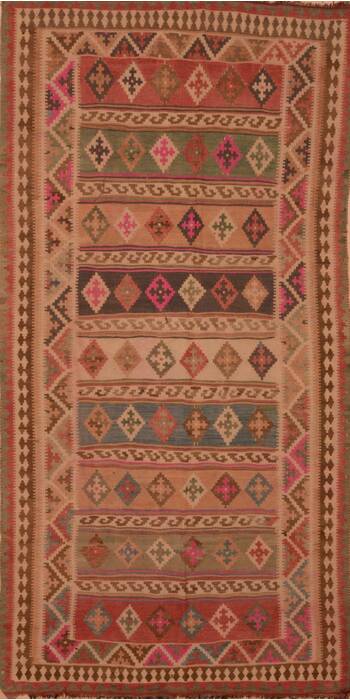 Kilim Brown Hand Knotted 48 X 94  Area Rug 100-109460 Image 0