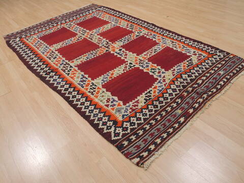 Kilim Red Hand Knotted 51 X 86  Area Rug 100-109467 Image 3