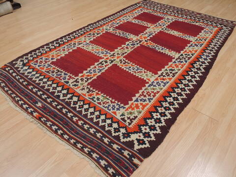 Kilim Red Hand Knotted 51 X 86  Area Rug 100-109467 Image 5