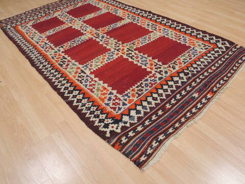 Kilim Red Hand Knotted 51 X 86  Area Rug 100-109467 Image 6