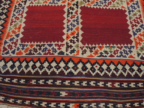Kilim Red Hand Knotted 51 X 86  Area Rug 100-109467 Image 8