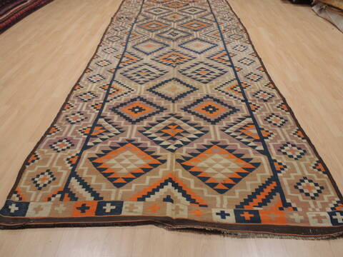 Kilim Beige Runner Flat Woven 55 X 150  Area Rug 100-109471 Image 14
