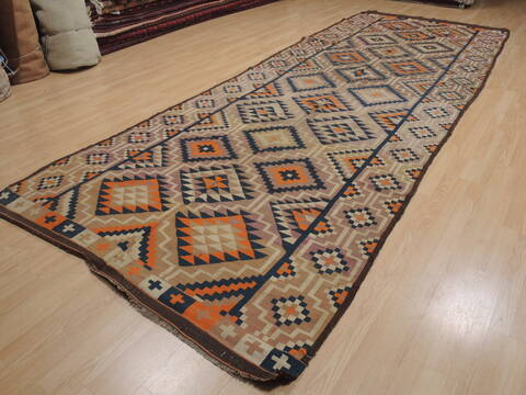 Kilim Beige Runner Flat Woven 55 X 150  Area Rug 100-109471 Image 1