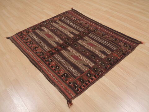 Kilim Brown Square Hand Knotted 38 X 44  Area Rug 100-109478 Image 11