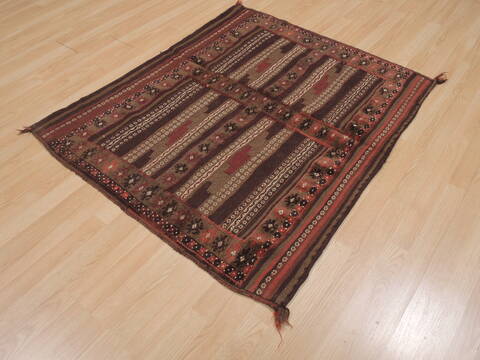 Kilim Brown Square Hand Knotted 38 X 44  Area Rug 100-109478 Image 2