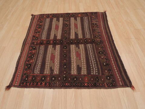 Kilim Brown Square Hand Knotted 38 X 44  Area Rug 100-109478 Image 4