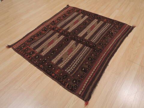 Kilim Brown Square Hand Knotted 38 X 44  Area Rug 100-109478 Image 5