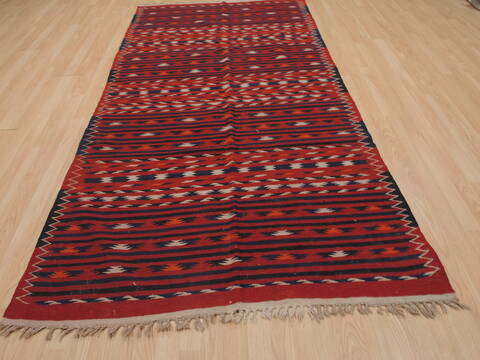 Kilim Red Runner Flat Woven 43 X 92  Area Rug 100-109494 Image 1