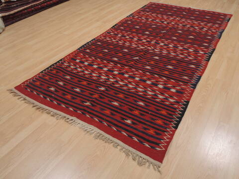 Kilim Red Runner Flat Woven 43 X 92  Area Rug 100-109494 Image 2