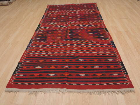 Kilim Red Runner Flat Woven 43 X 92  Area Rug 100-109494 Image 4