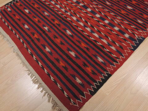 Kilim Red Runner Flat Woven 43 X 92  Area Rug 100-109494 Image 6