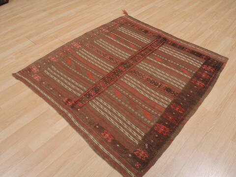 Kilim Brown Square Flat Woven 40 X 42  Area Rug 100-109569 Image 1