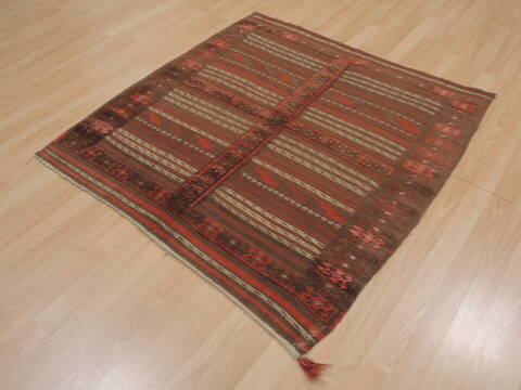 Kilim Brown Square Flat Woven 40 X 42  Area Rug 100-109569 Image 2