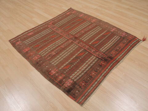 Kilim Brown Square Flat Woven 40 X 42  Area Rug 100-109569 Image 3