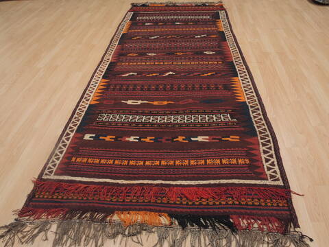 Kilim Red Runner Flat Woven 311 X 910  Area Rug 100-109572 Image 4