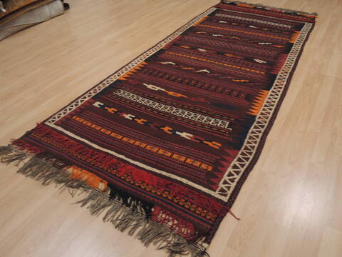 Kilim Red Runner Flat Woven 311 X 910  Area Rug 100-109572 Image 5