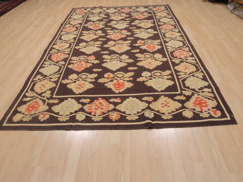 Kilim Brown Flat Woven 68 X 100  Area Rug 100-109575 Image 1