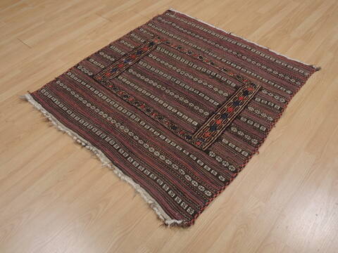 Kilim Brown Square Flat Woven 38 X 40  Area Rug 100-109578 Image 2