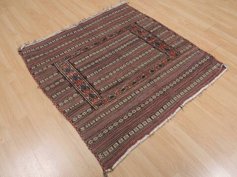 Kilim Brown Square Flat Woven 38 X 40  Area Rug 100-109578 Image 5