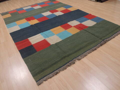 Kilim Green Flat Woven 69 X 910  Area Rug 100-109587 Image 2