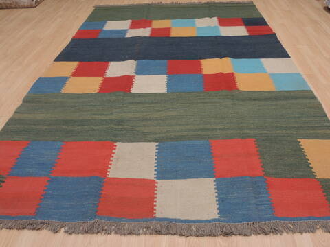 Kilim Green Flat Woven 69 X 910  Area Rug 100-109587 Image 3