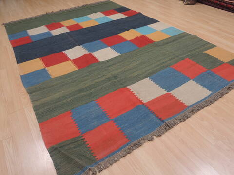 Kilim Green Flat Woven 69 X 910  Area Rug 100-109587 Image 5
