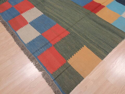 Kilim Green Flat Woven 69 X 910  Area Rug 100-109587 Image 8