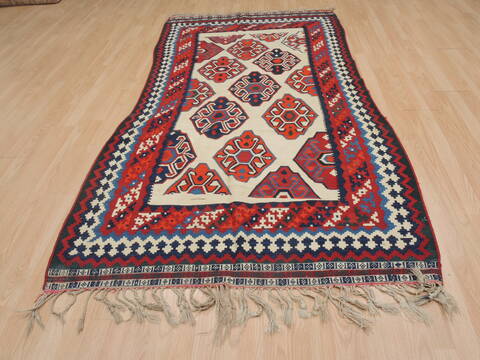 Kilim White Flat Woven 40 X 80  Area Rug 100-109598 Image 1