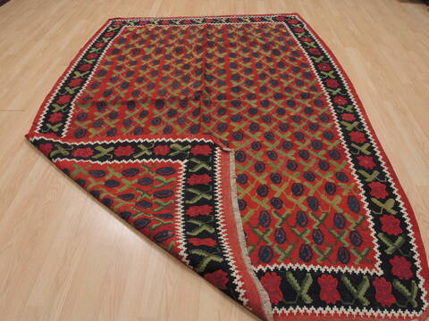 Kilim Red Flat Woven 61 X 89  Area Rug 100-109616 Image 7