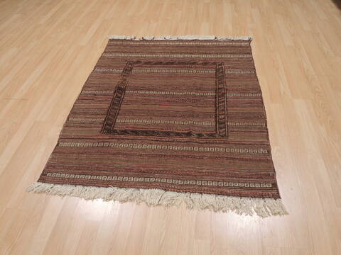Kilim Brown Flat Woven 42 X 47  Area Rug 100-109619 Image 1