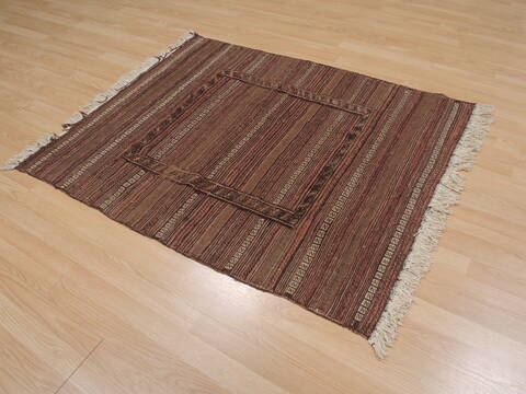 Kilim Brown Flat Woven 42 X 47  Area Rug 100-109619 Image 2